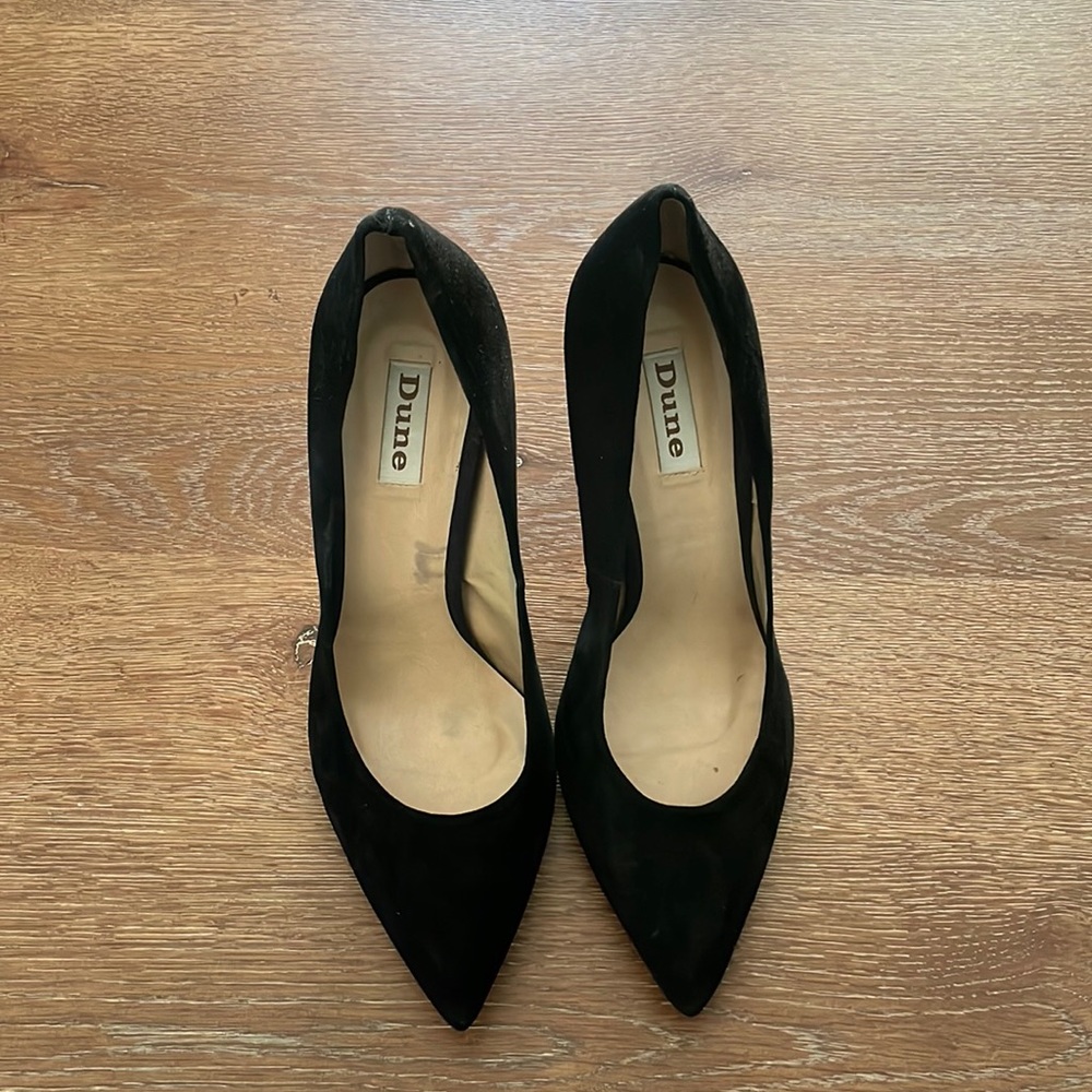 Dune Black Suede Stilettos
